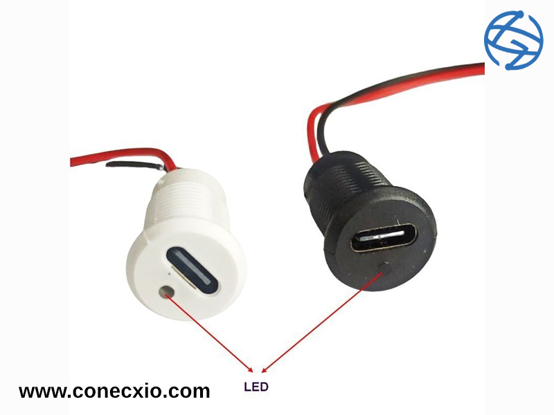 خرید کانکتور مادگی Type-c پنلی سیم دار قفل دار 